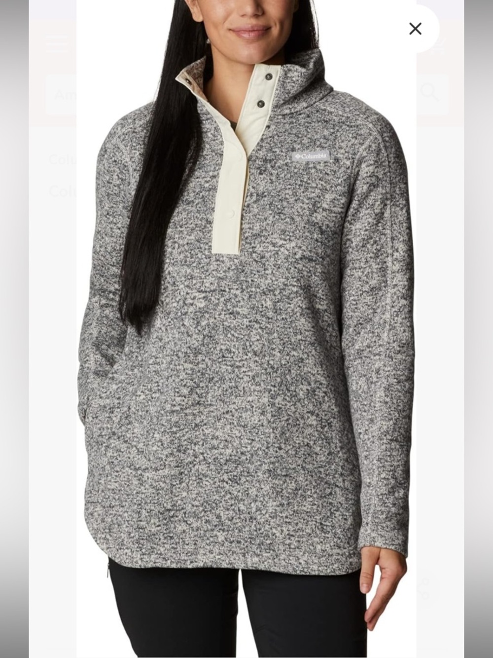COLUMBIA Women's Weather Tunic Gray Cream Sweater